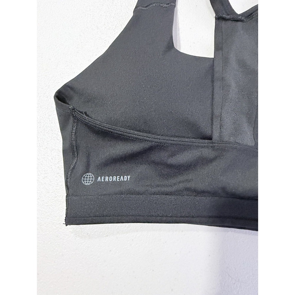 Adidas Sports Bra Womens Black Excellent Aeroready Racerback 3-Stripe Size M - Picture 3 of 4